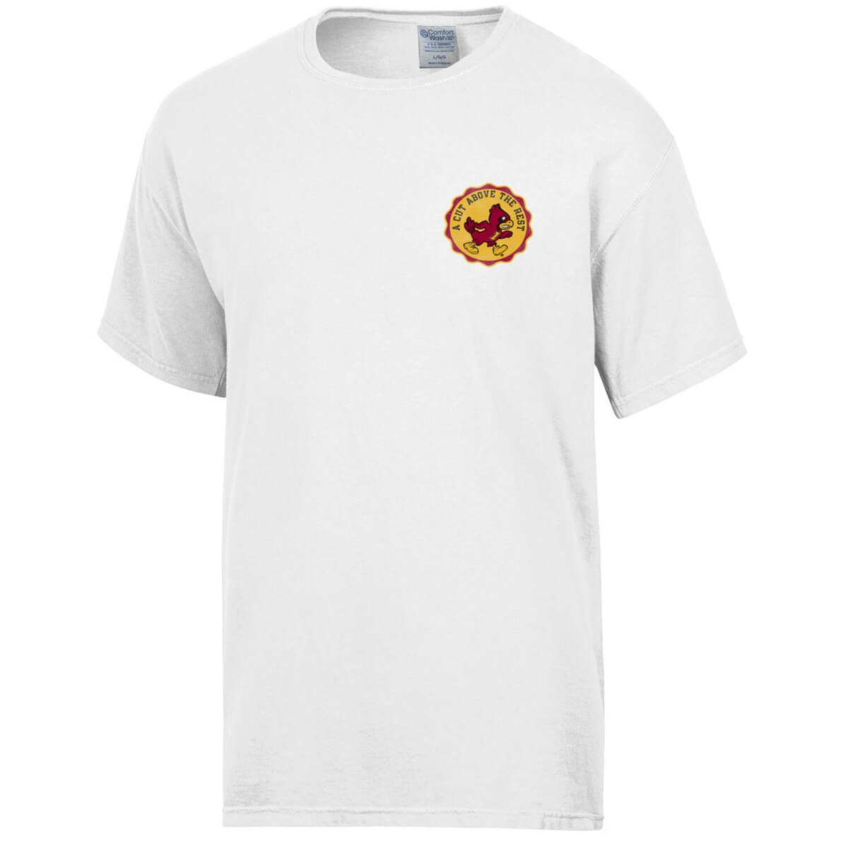 Comfort Wash Iowa State Turf Management White Short Sleeve T-Shirt front design vendor image